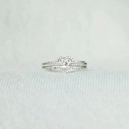 925 Sterling Silver Inlaid Zircon Heart Ring - Bad Moms Club