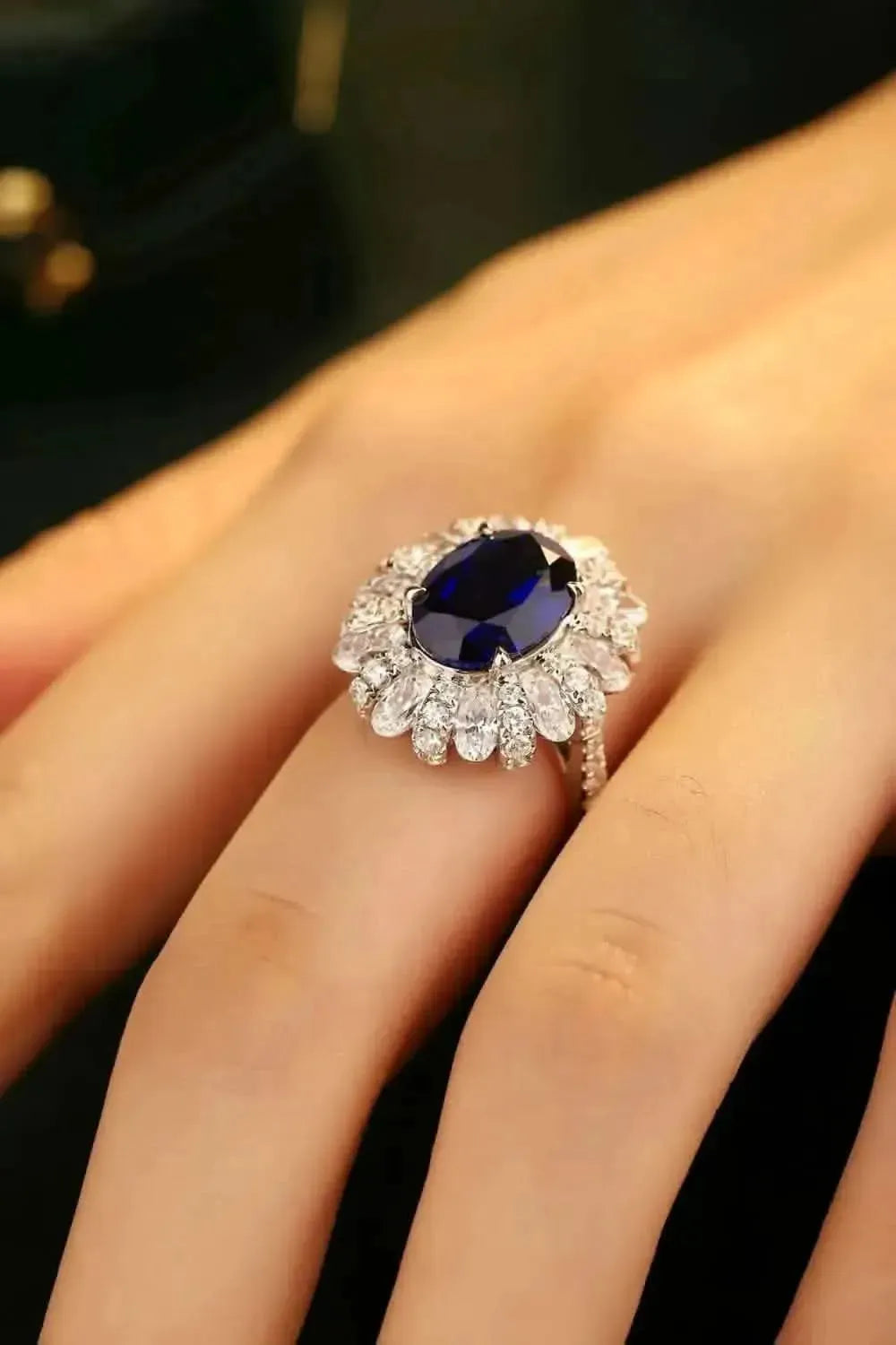 5 Carat Lab-Grown Sapphire Flower Shape Ring - Bad Moms Club