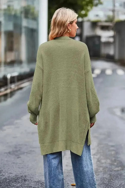 Open Front Dropped Shoulder Longline Cardigan - Bad Moms Club