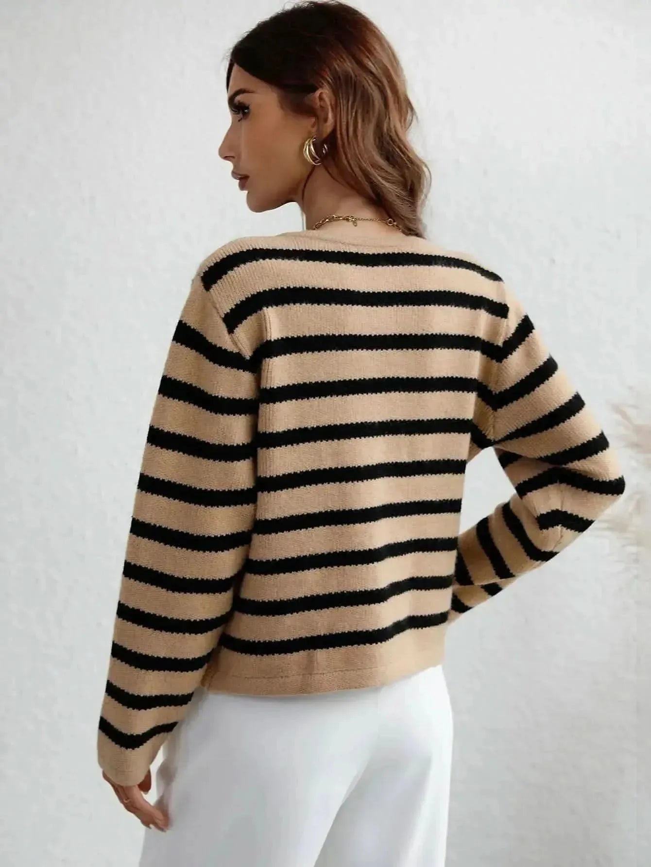 Woven Right Striped Button Front Cardigan - Bad Moms Club