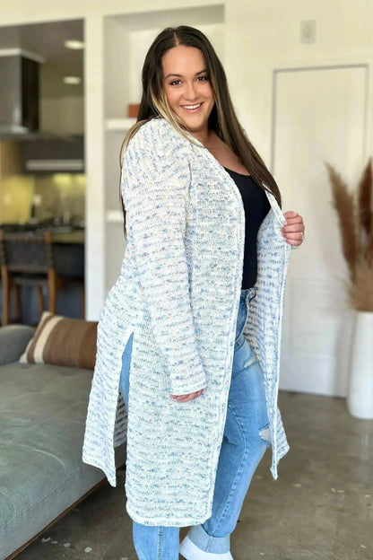 Double Take Full Size Open Front Longline Cardigan - Bad Moms Club