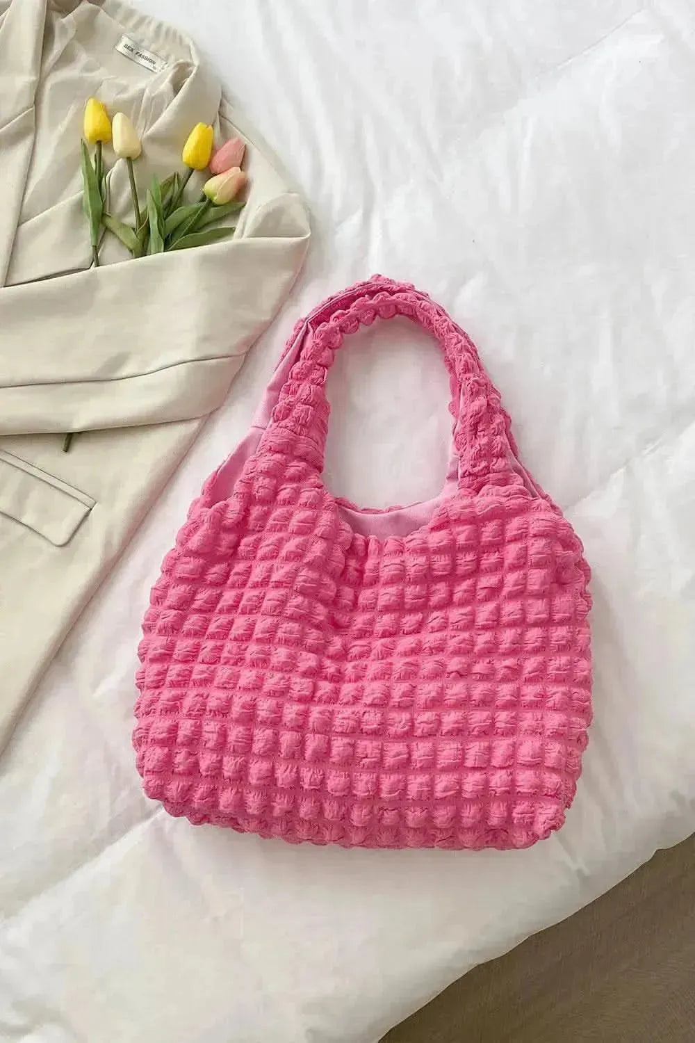 Ruched Polyester Large Handbag - Bad Moms Club
