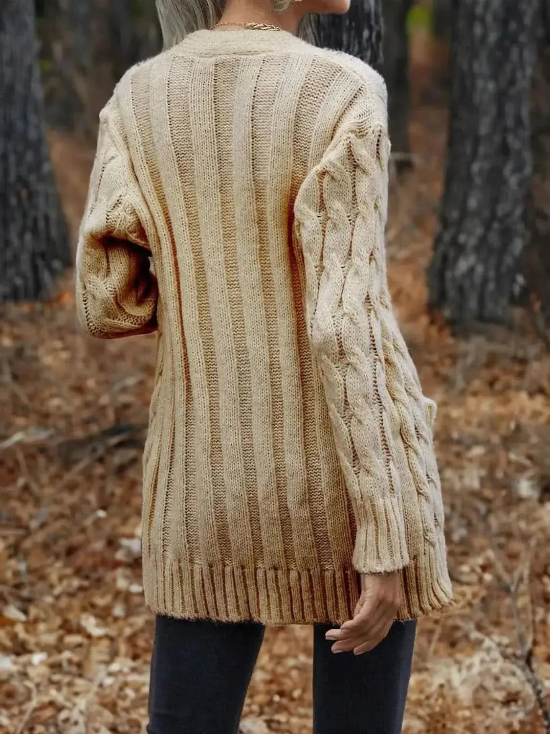 Cable-Knit Button Down Cardigan - Bad Moms Club