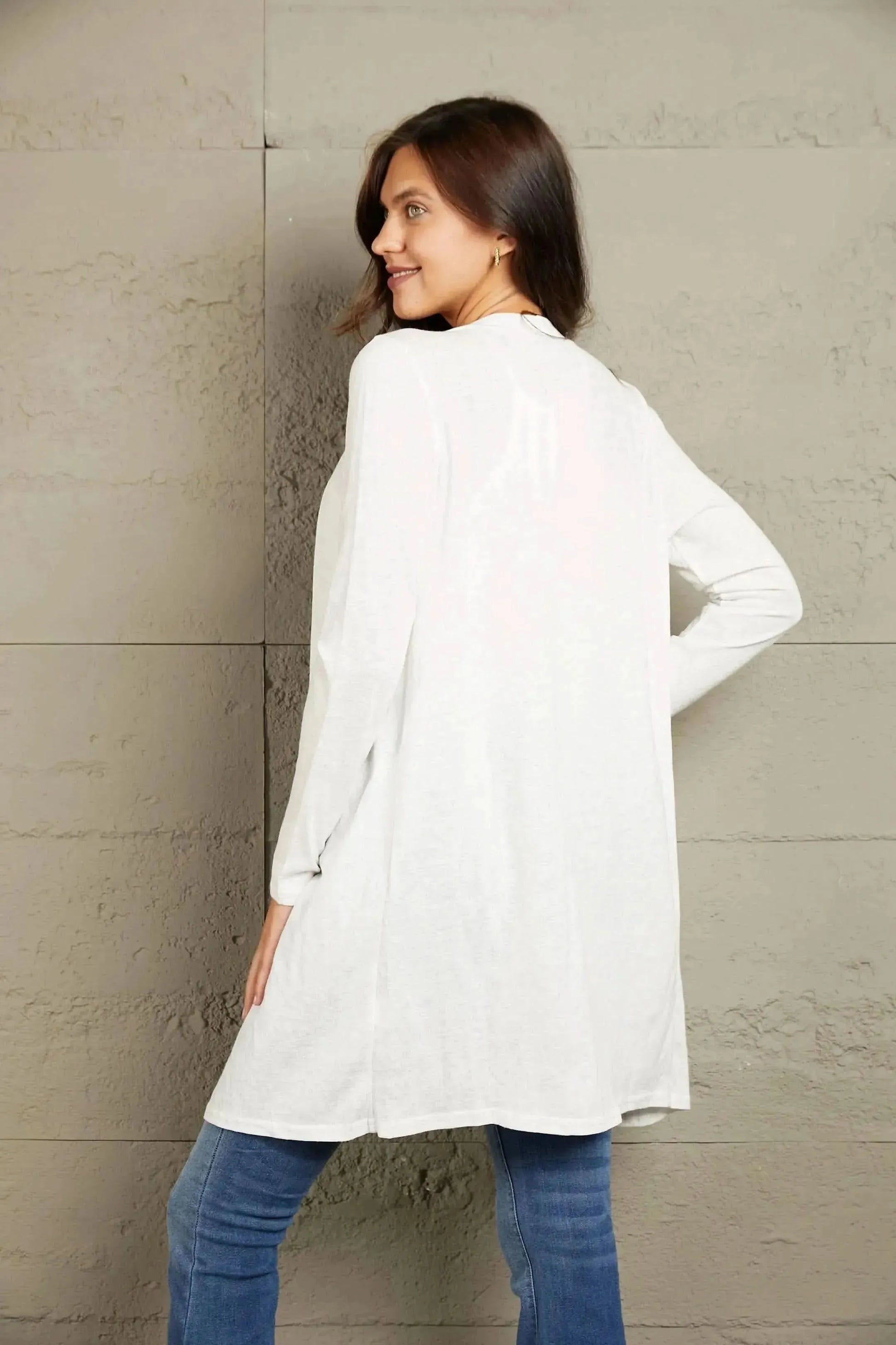 Double Take Button Down Long Sleeve Longline Cardigan - Bad Moms Club