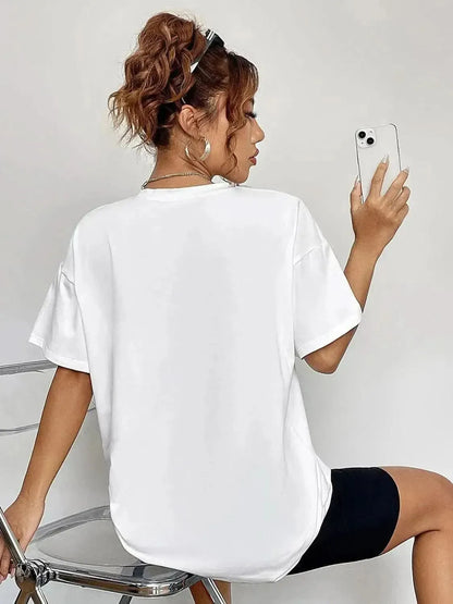 Round Neck Short Sleeve Fall Season Graphic T-Shirt - Bad Moms Club