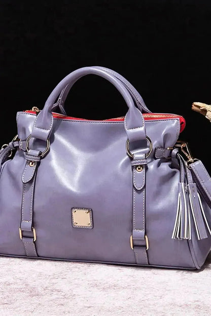 PU Leather Handbag with Tassels - Bad Moms Club