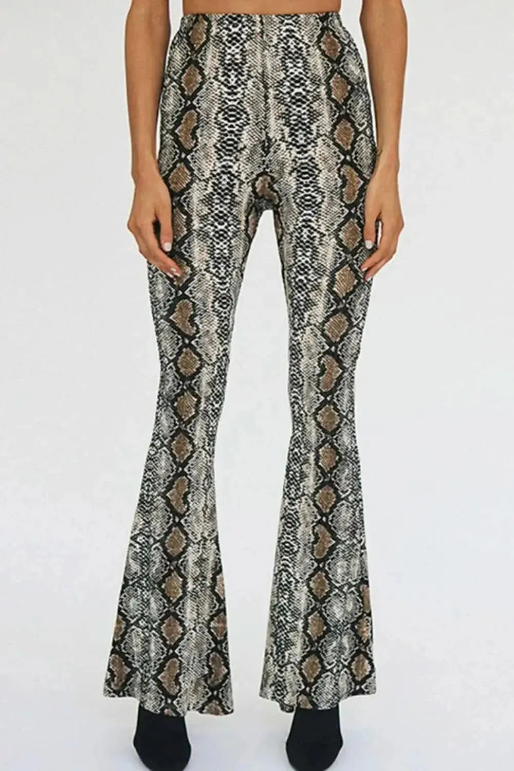 Snakeskin Print Flare Pants - Bad Moms Club