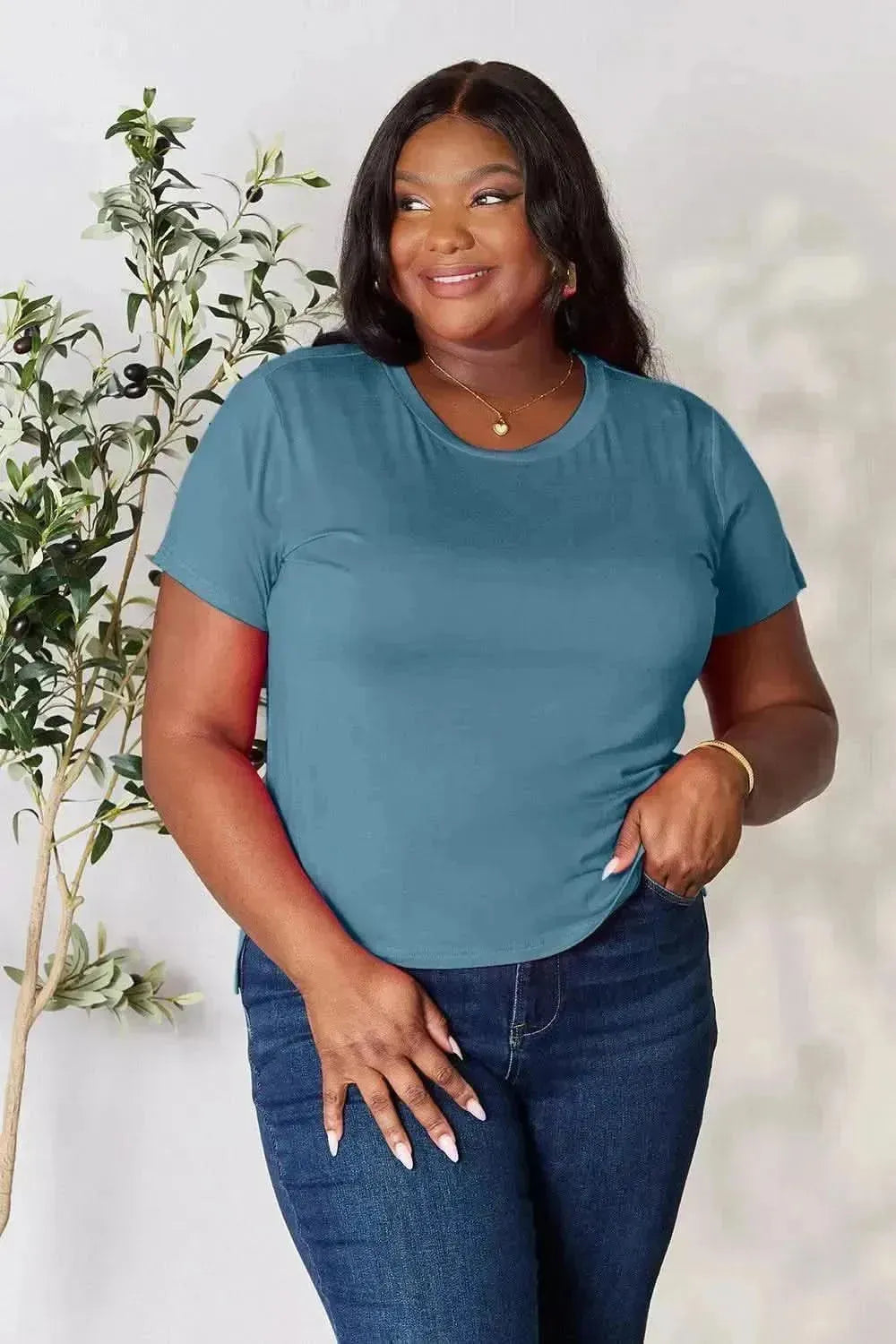 Basic Bae Full Size Round Neck Short Sleeve T-Shirt - Bad Moms Club