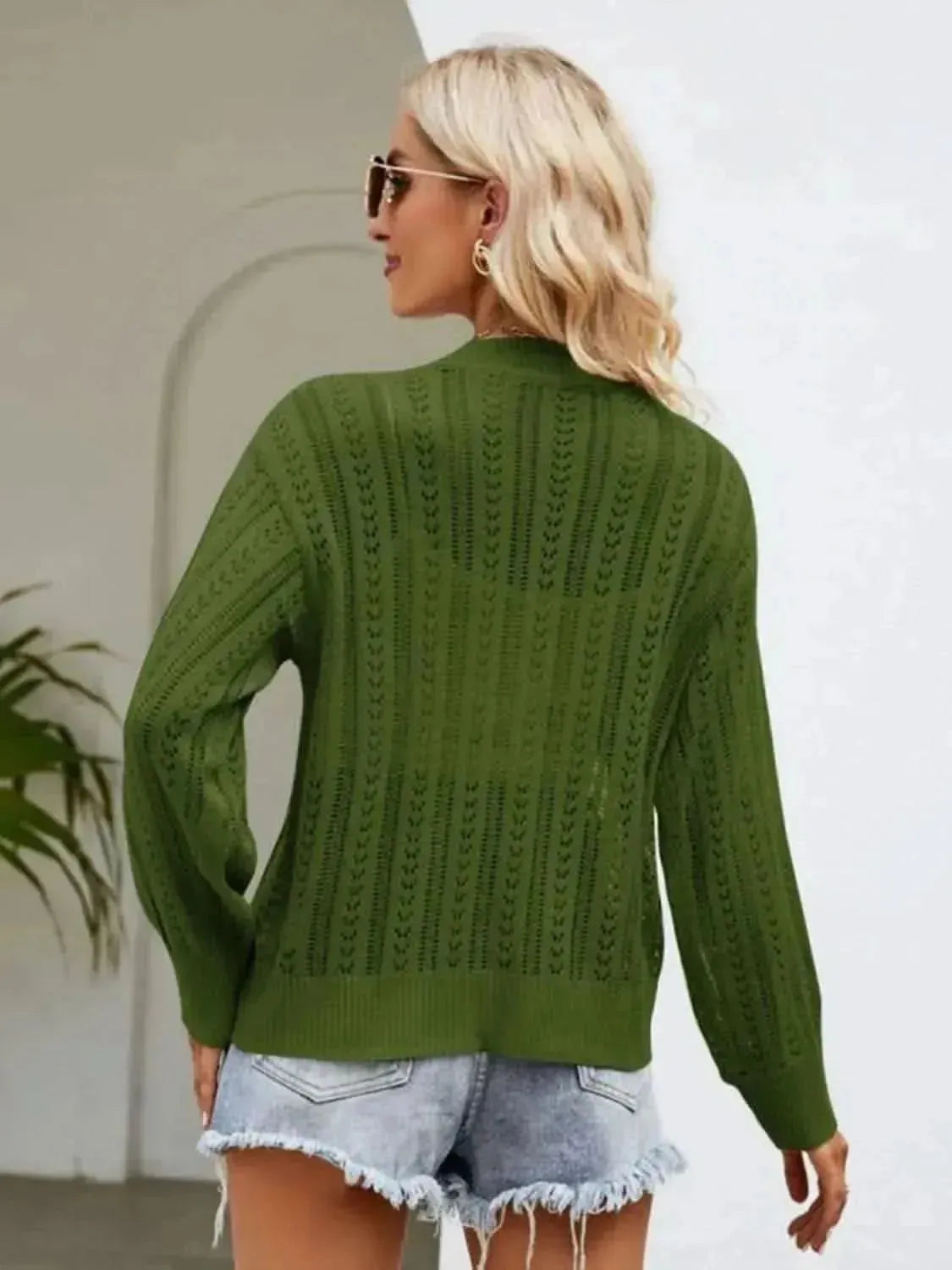 Button Down Ribbed Trim Cardigan - Bad Moms Club