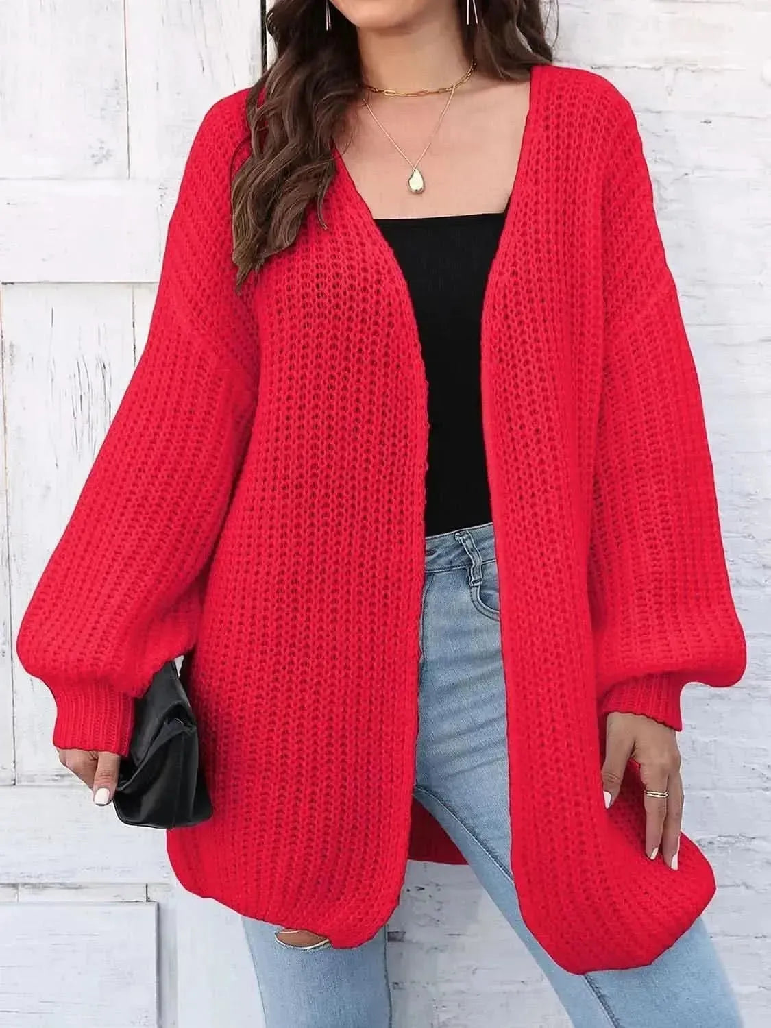 Open Front Dropped Shoulder Longline Cardigan - Bad Moms Club