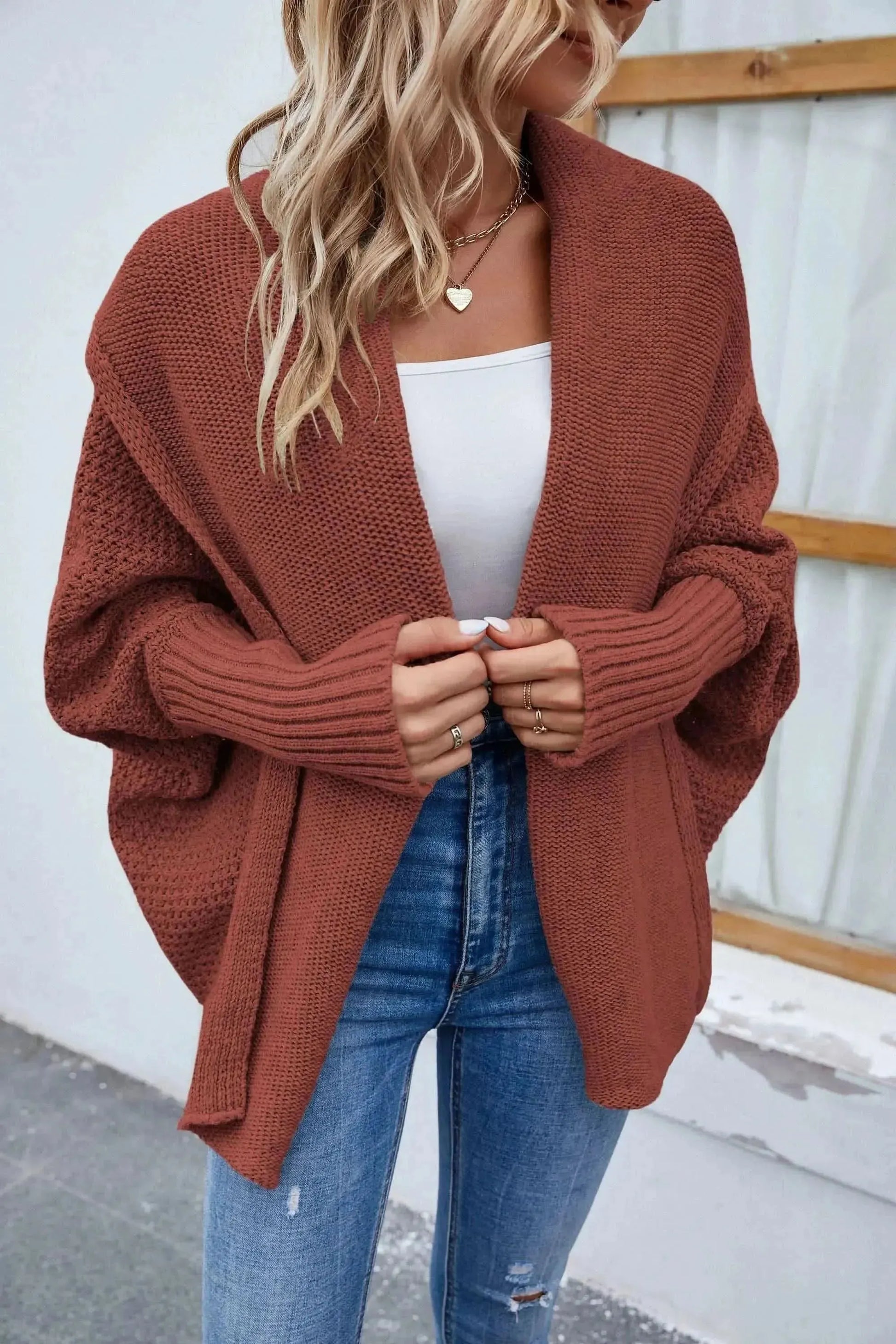 Open Front Long Sleeve Cardigan - Bad Moms Club