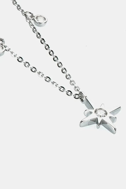 Moissanite North Star Pendant 925 Sterling Silver Necklace - Bad Moms Club