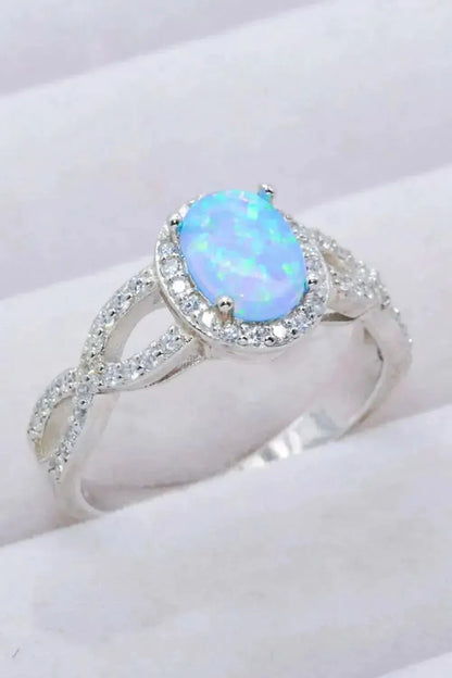 925 Sterling Silver Opal Halo Ring - Bad Moms Club
