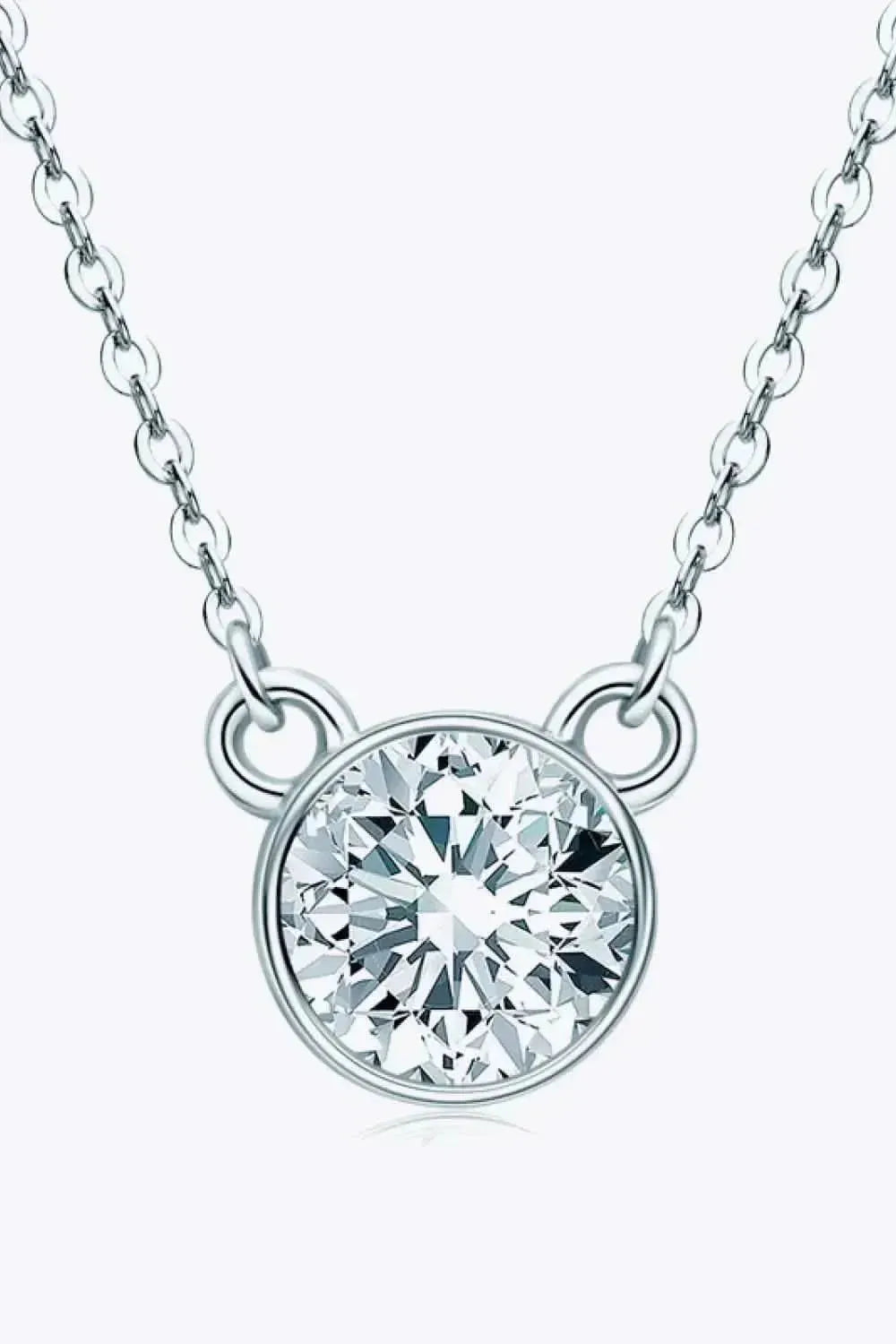 925 Sterling Silver 1 Carat Moissanite Round Pendant Necklace - Bad Moms Club