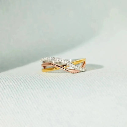 Crisscross Gold-Plated 925 Sterling Silver Ring - Bad Moms Club