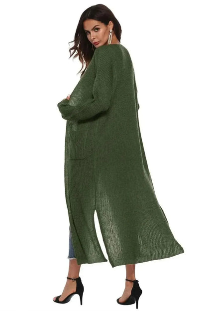 Long Sleeve Open Front Buttoned Cardigan - Bad Moms Club