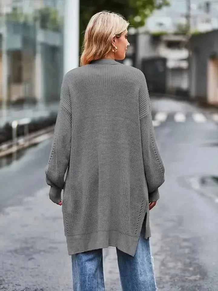 Long Sleeve Waffle-Knit Cardigan - Bad Moms Club