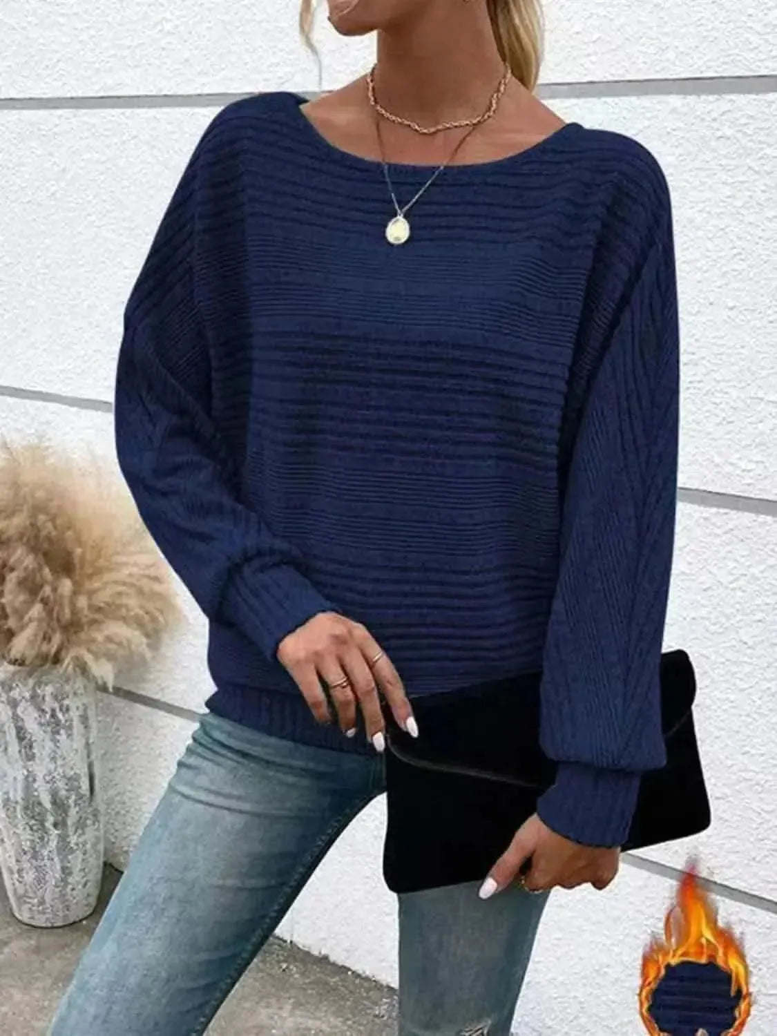 Full Size Round Neck Long Sleeve Top - Bad Moms Club