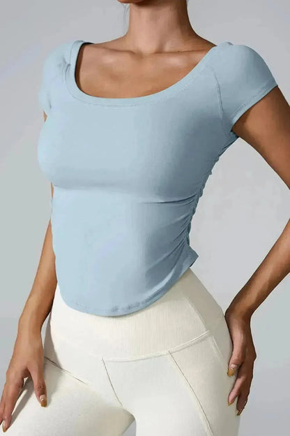 Round Neck Short Sleeve Active T-Shirt - Bad Moms Club