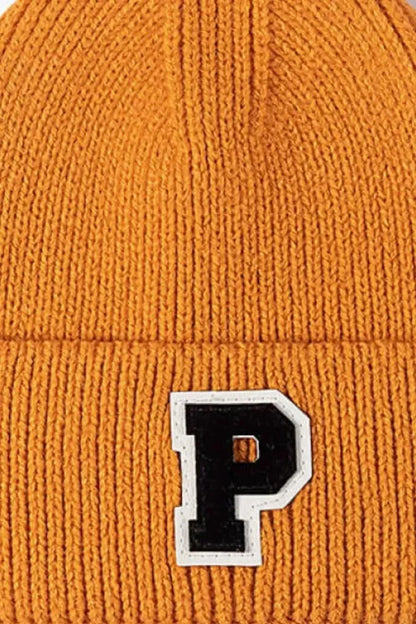 Letter Patch Cuffed Knit Beanie - Bad Moms Club