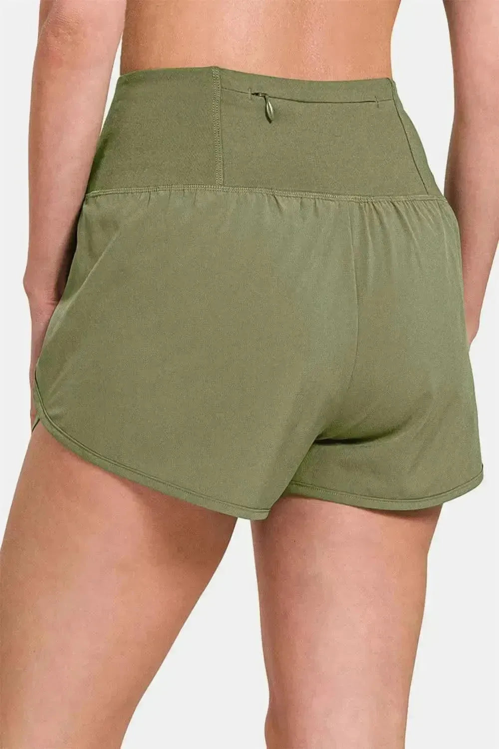 Zenana High-Waisted Zippered Back Pocket Active Shorts - Bad Moms Club