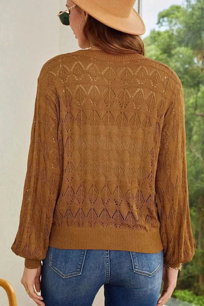 Openwork V-Neck Cardigan - Bad Moms Club