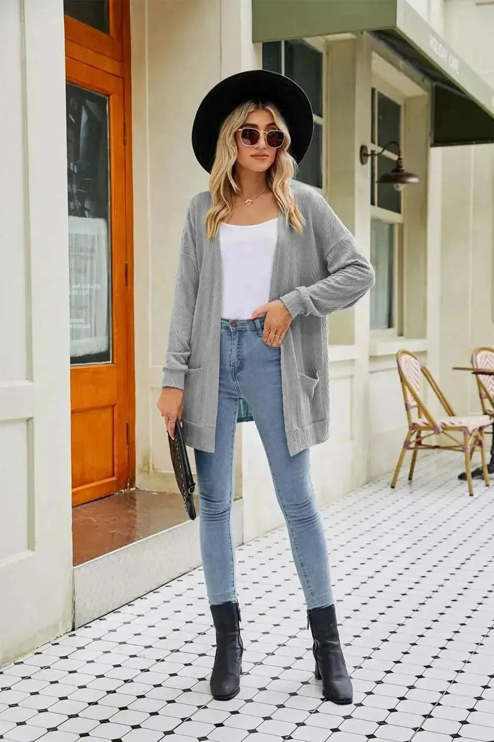 Long Sleeve Pocketed Cardigan - Bad Moms Club