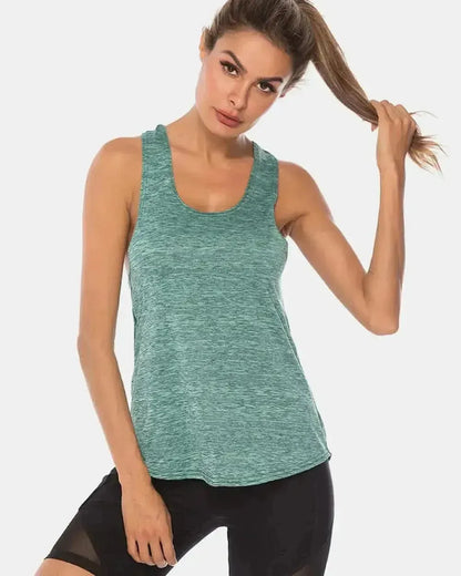 Full Size Scoop Neck Wide Strap Active Tank - Bad Moms Club
