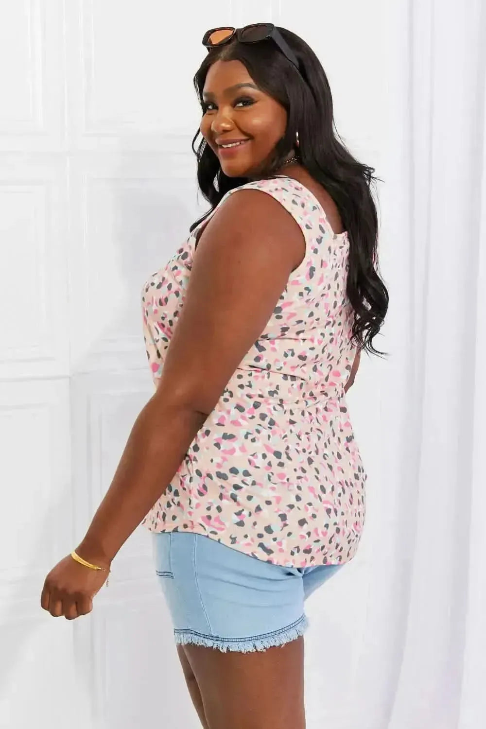 Heimish Full Size Printed Sleeveless Top - Bad Moms Club