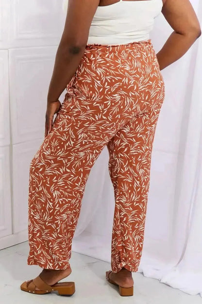Heimish Right Angle Full Size Geometric Printed Pants in Red Orange - Bad Moms Club