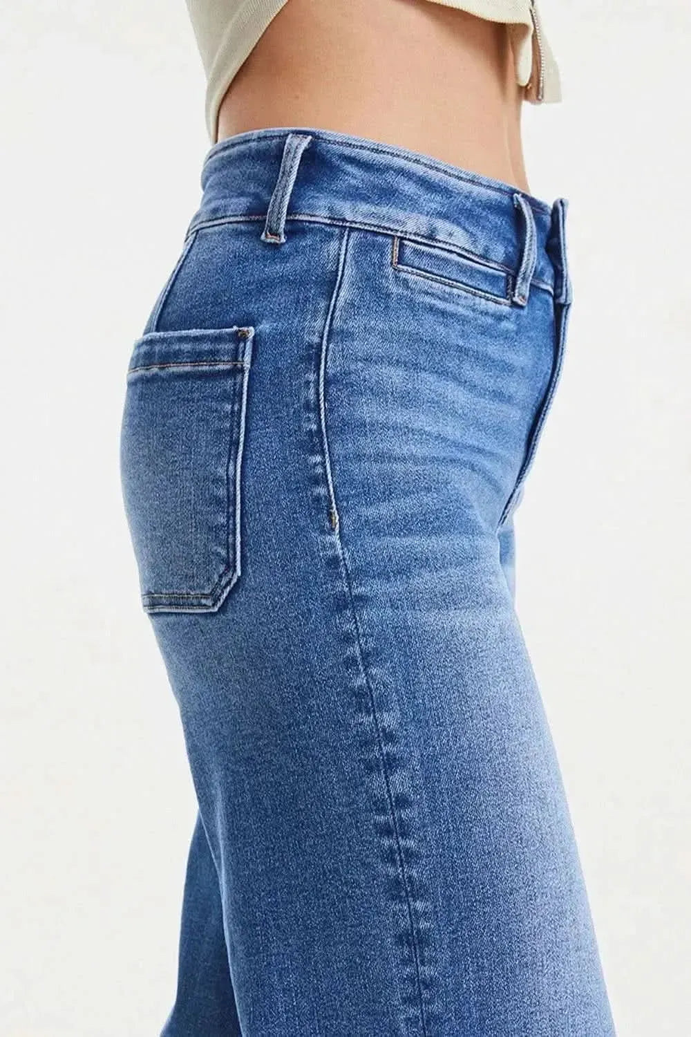 BAYEAS Full Size Raw Hem High Waist Wide Leg Jeans - Bad Moms Club