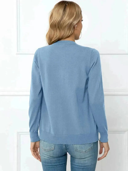 Button Down Round Neck Cardigan - Bad Moms Club