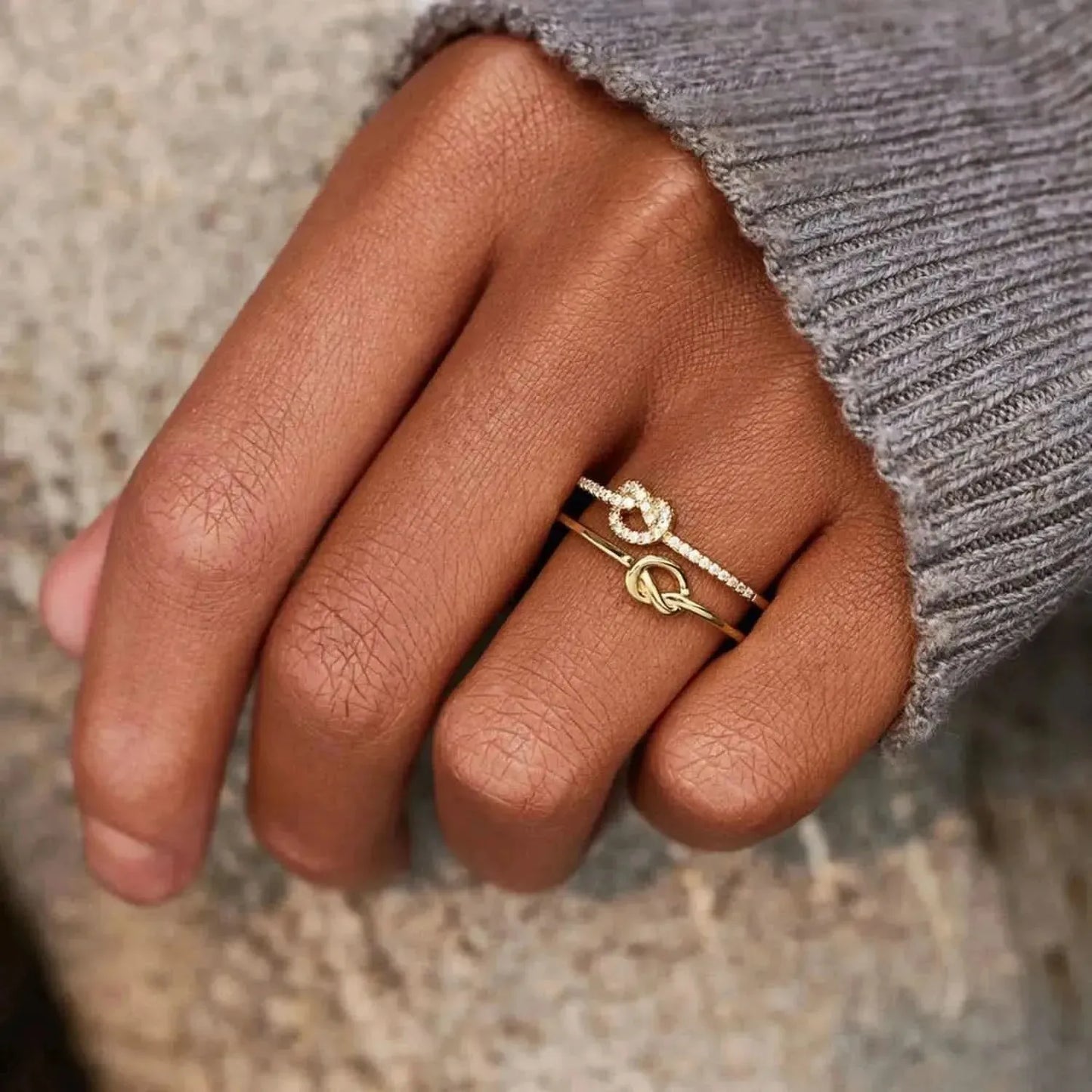 925 Sterling Silver Double-Layered Knot Ring - Bad Moms Club