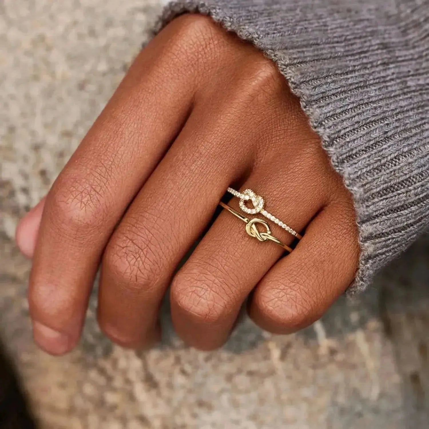 925 Sterling Silver Double-Layered Knot Ring - Bad Moms Club