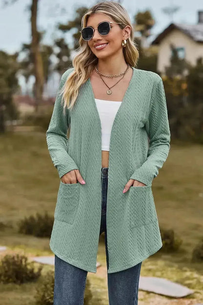 Open Front Long Sleeve Cardigan - Bad Moms Club