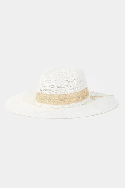 Fame Contrast Straw Braided Sun Hat - Bad Moms Club