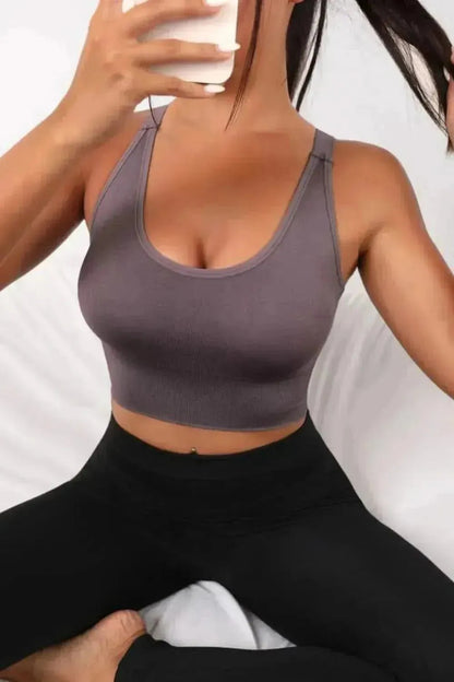 Scoop Neck Long Active Bra - Bad Moms Club