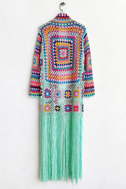 Fringe Tied Long Sleeve Cardigan - Bad Moms Club