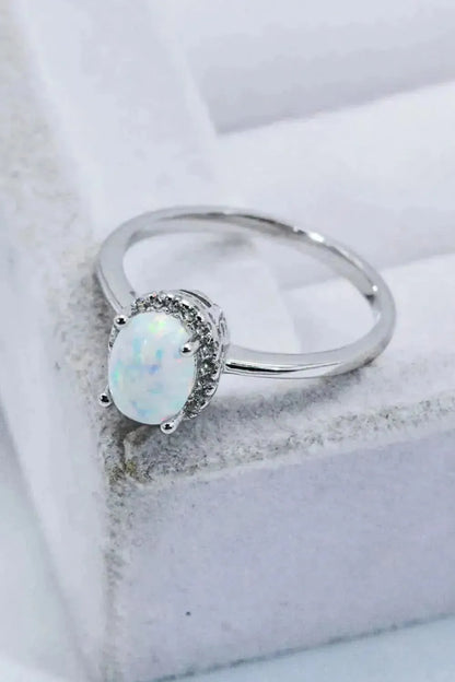 925 Sterling Silver 4-Prong Opal Ring - Bad Moms Club