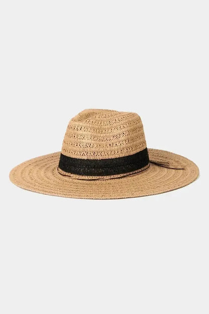 Fame Contrast Straw Braided Sun Hat - Bad Moms Club