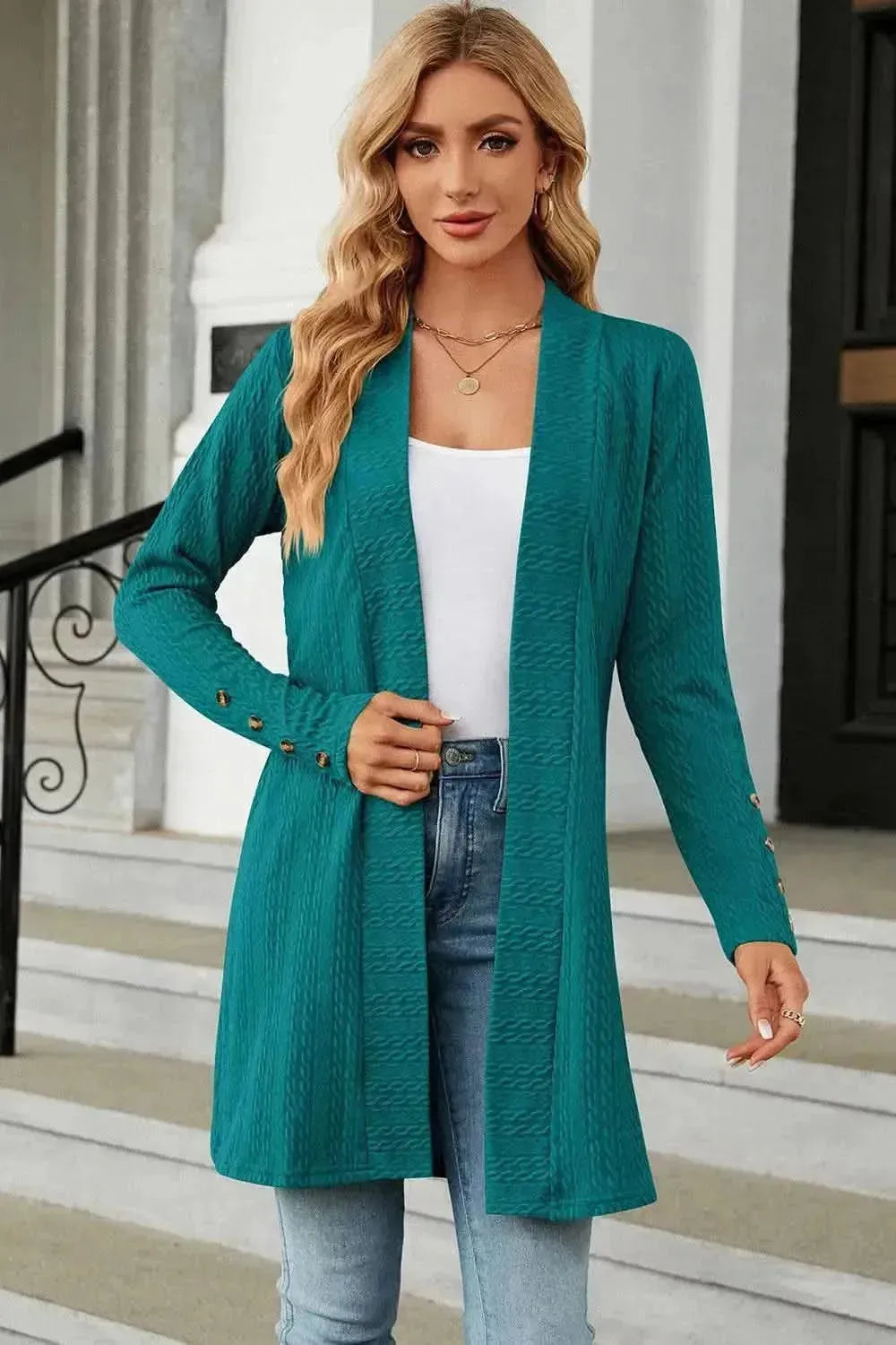 Open Front Long Sleeve Cardigan - Bad Moms Club