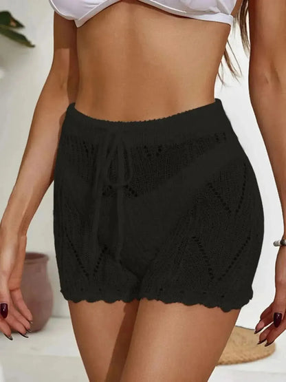 Drawstring Cutout Swim Shorts - Bad Moms Club