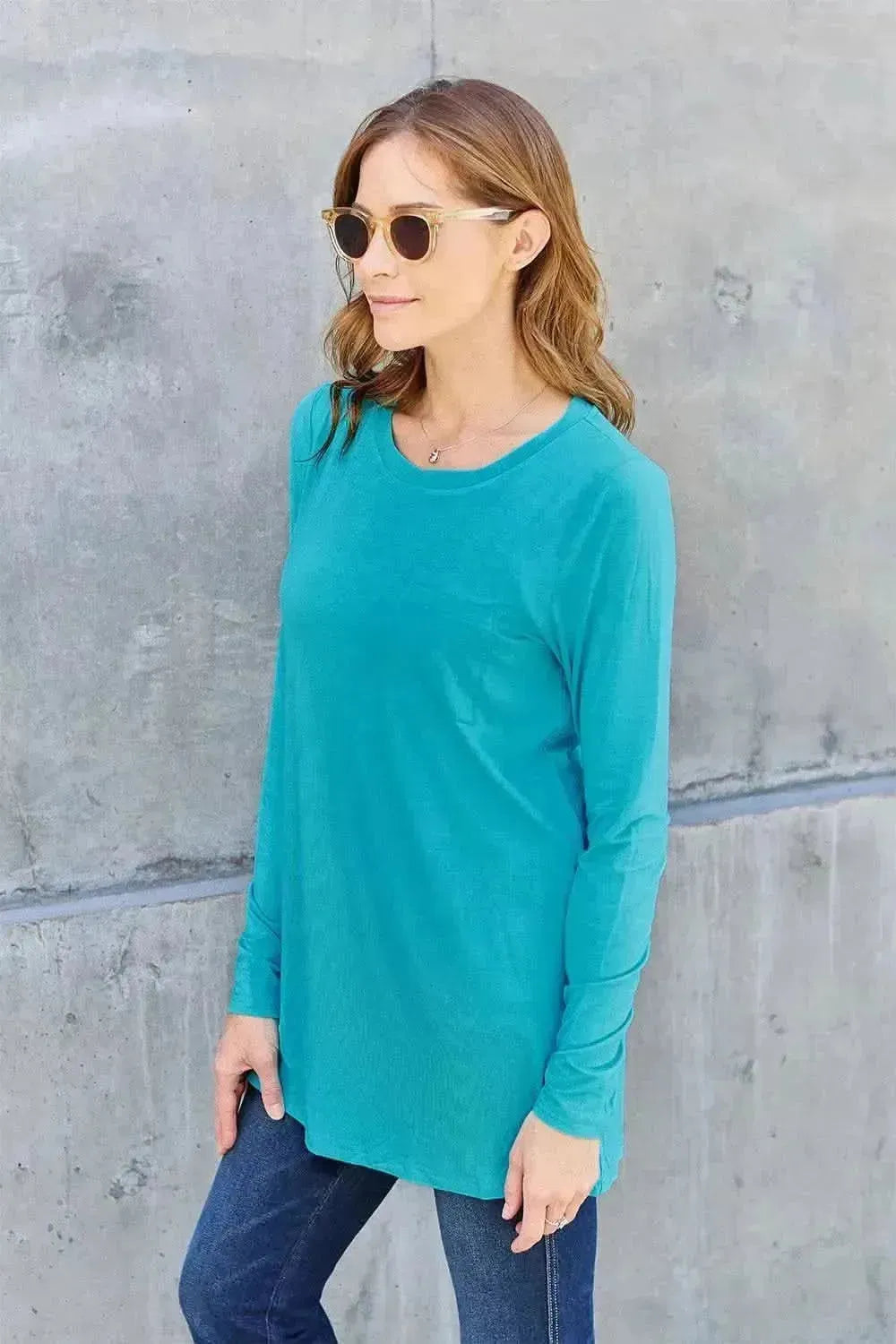 Basic Bae Full Size Round Neck Long Sleeve Top - Bad Moms Club