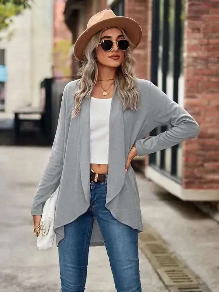 Open Front Long Sleeve Cardigan - Bad Moms Club