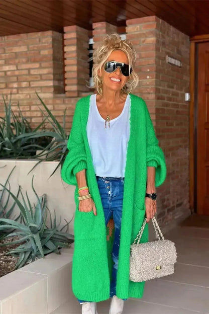 Letter Dropped Shoulder Long Sleeve Cardigan - Bad Moms Club