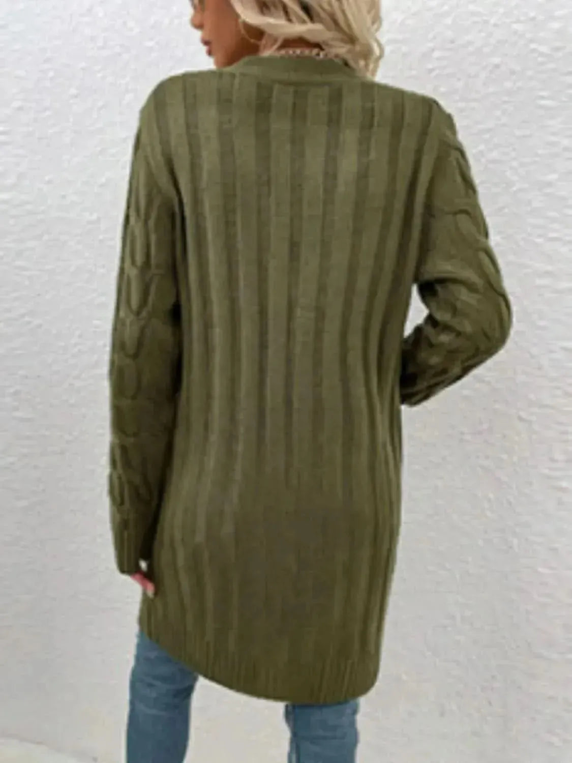 Cable-Knit Button Down Cardigan with Pockets - Bad Moms Club