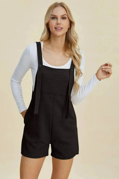 Double Take Full Size Texture Sleeveless Romper - Bad Moms Club