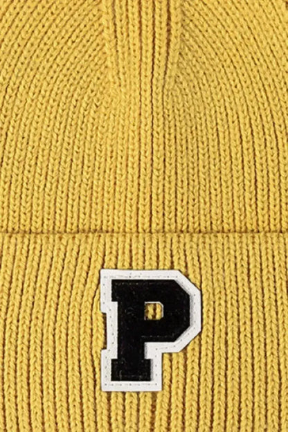 Letter Patch Cuffed Knit Beanie - Bad Moms Club