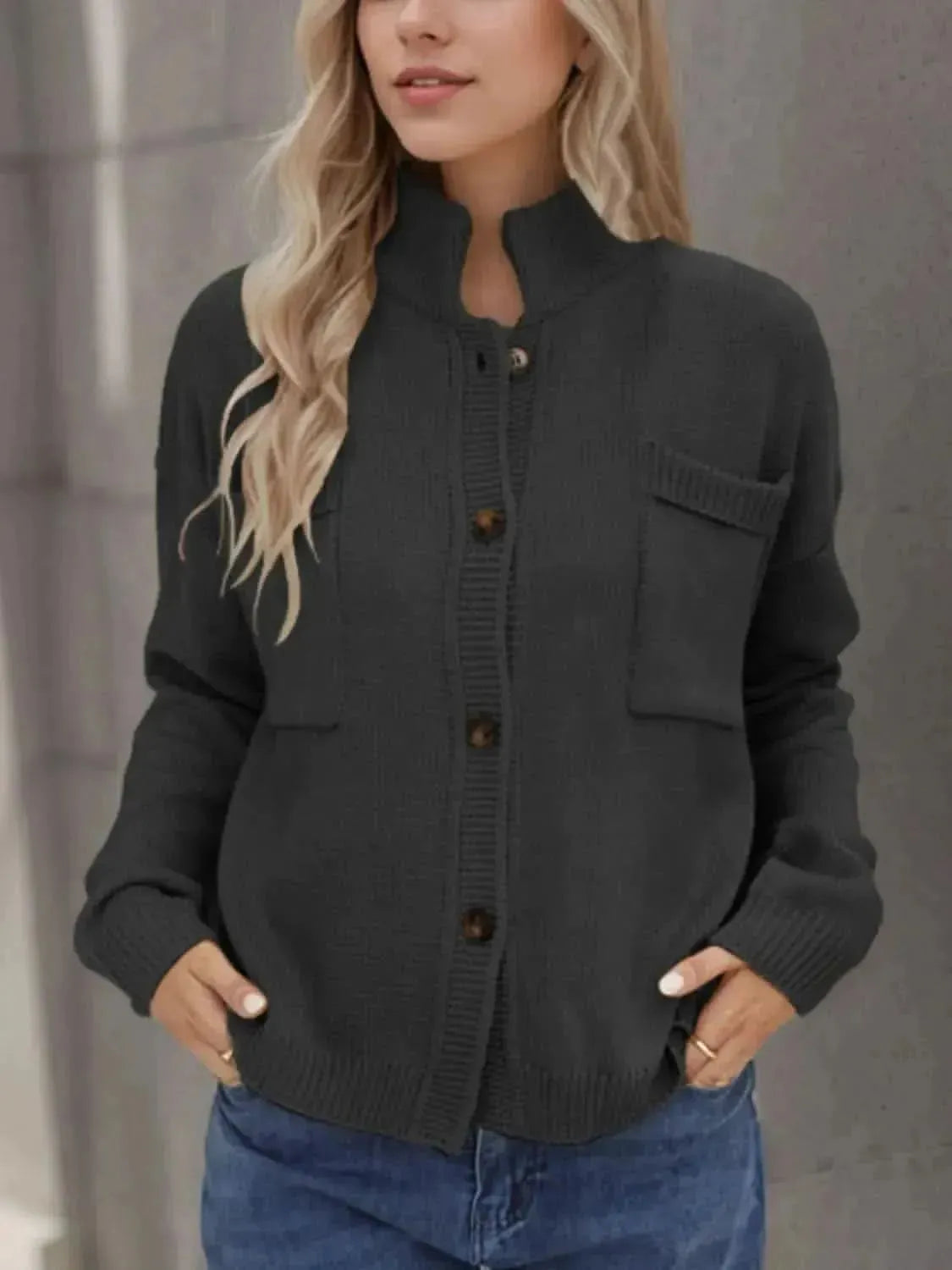 Button Up Long Sleeve Cardigan - Bad Moms Club
