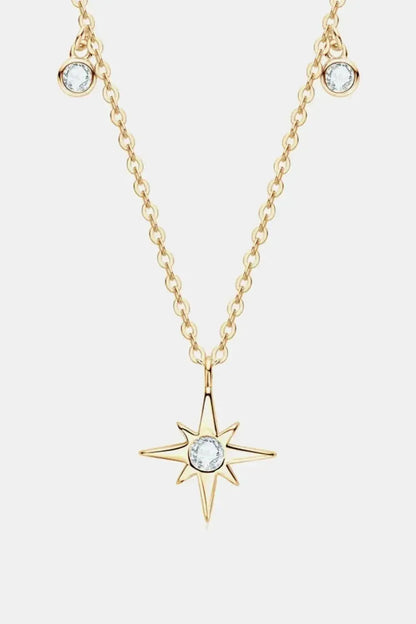 Moissanite North Star Pendant 925 Sterling Silver Necklace - Bad Moms Club